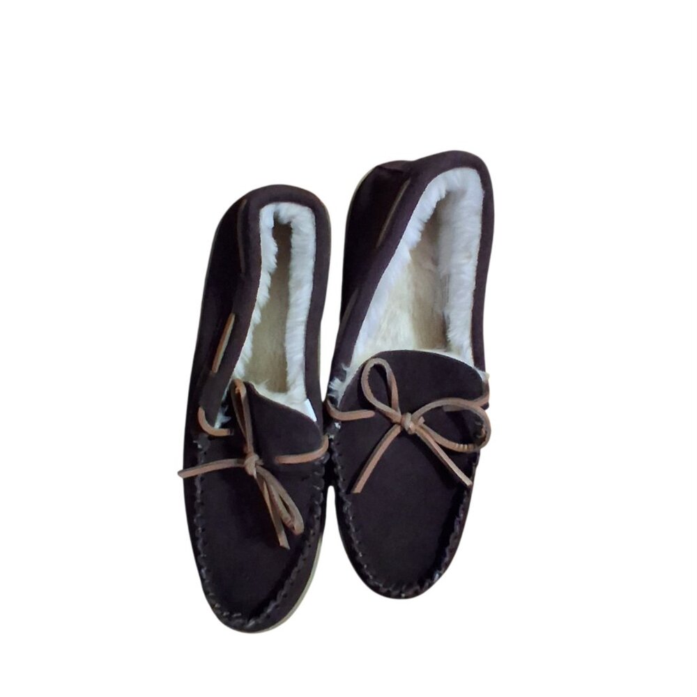 J crew new nwot suede faux shearling slippers womens 9 brown